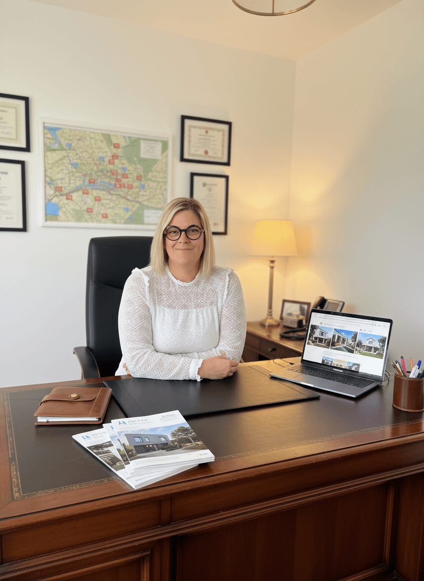 Magali à son bureau, devant une carte de Dijon